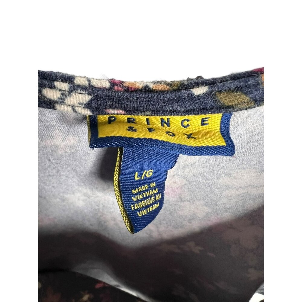 Prince and Fox Women’s Blue Floral Crop Top Tee Size L - Picture 5 of 6